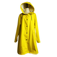 Best quality fall winter outdoor waterproof windproof women yellow pu raincoat